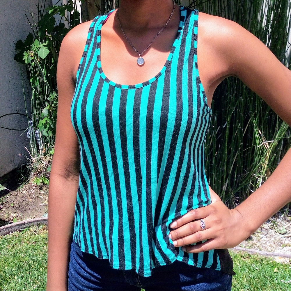 Julia green striped tank top